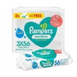 Pampers Sensitive Protect Baby Wipes, Zero Alcohol and Perfume, 56 Wipes (2+1 Offer)