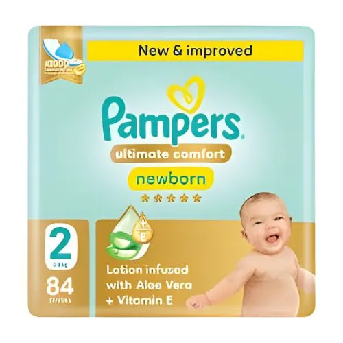 Pampers Ultimate Comfort Diapers with Aloe Vera Cream, Size 2, 84 pcs Pampers Ultimate Comfort Diapers with Aloe Vera Cream, Size 2, 84 pcs - الصورة 1
