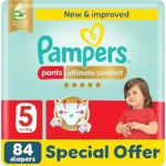 Pampers Ultimate Comfort Diapers with Aloe Vera Cream, Size 5, 84 pcs