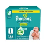Pampers diapers, diaper rash protection with aloe vera cream, size 1, 136 pcs