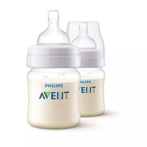 Anti-Colic Plastic Baby Bottle by Avent, 2 Pieces - 125ml Anti-Colic Plastic Baby Bottle by Avent, 2 Pieces - 125ml - Image 1