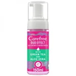 Carefree Duo Effect Mousse Feminine Wash With Green Tea And Aloe Vera, 150 ml