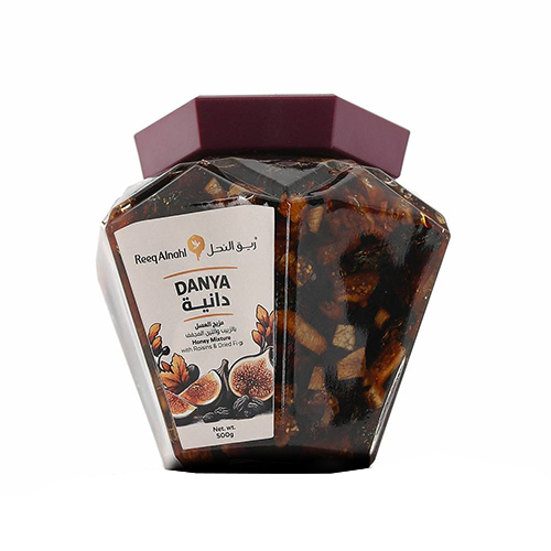 Danya Honey with Raisins and Dried Figs from Reeq Alnahl , 500g 2 عسل دانية مع الزبيب والتين المجفف من ريق النحل، 500 غرام - الصورة 1