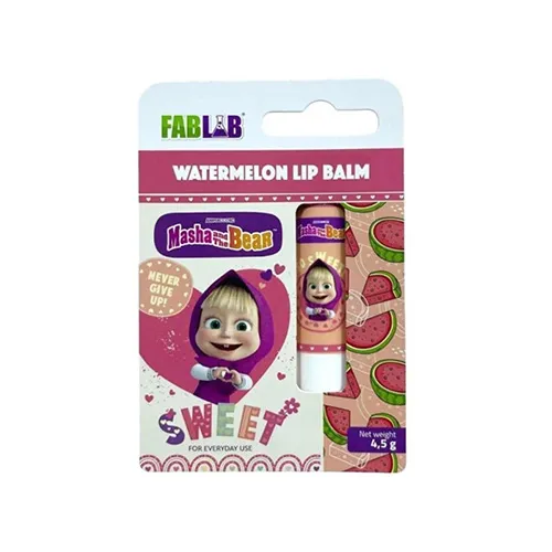 FabLab Masha & Bear Watermelon Lip Balm - 4.5g مرطب شفاه فاب لاب ماشا ودب بنكهة البطيخ - 4.5 غرام - الصورة 1