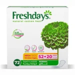 Fresh Days Natural Cotton Feel Feminine Pantyliners, Normal,52 pcs (+20 free)