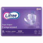 Lifree Adult Diaper For Heavy Incontinence, Compressed,Extra Large, 18 pcs