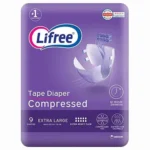Lifree Adult Diaper For Heavy Incontinence, Compressed,Extra Large, 9 pcs