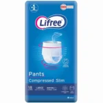 Lifree Adult Diaper Pants For Normal Incontinence, Compressed, Slim Large, 18 pcs