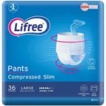 Lifree Adult Diaper Pants For Normal Incontinence, Compressed, Slim Large, 36 pcs