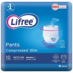 Lifree Adult Diaper Pants For Normal Incontinence, Compressed, Slim Medium, 10 pcs