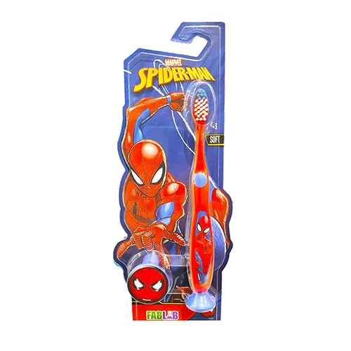 Marvel FabLab Kids Soft Toothbrush with Lid,Spiderman Marvel FabLab Kids Soft Toothbrush with Lid,Spiderman - الصورة 1
