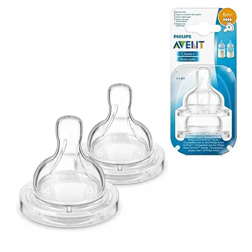 Philips Avent Classic Plus Fast Flow Teats, 6m+, 4 Holes, 2 Pieces Philips Avent Classic Plus Fast Flow Teats, 6m+, 4 Holes, 2 Pieces - Image 1