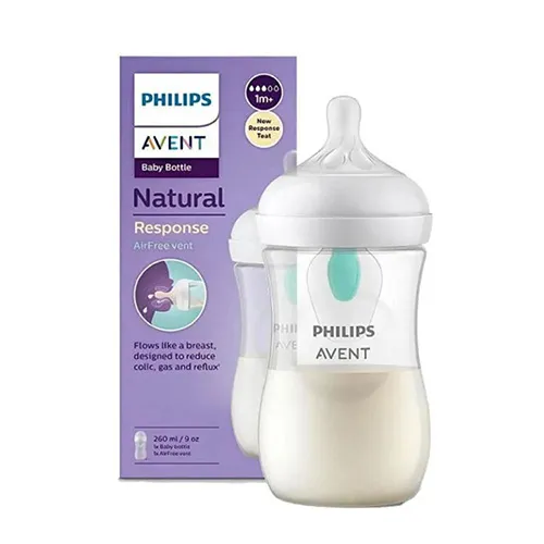 Philips Avent Natural Response Anti-Colic Feeding Bottle, 1m+, 260ml Philips Avent Natural Response Anti-Colic Feeding Bottle, 1m+, 260ml - الصورة 1