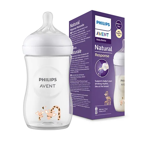 Philips Avent Natural Response Baby Bottle, 1m+, Giraffe Design, 260ml Philips Avent Natural Response Baby Bottle, 1m+, Giraffe Design, 260ml - الصورة 1