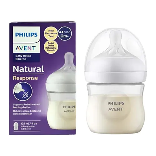 Philips Avent Natural Response Plastic Feeding Bottle , 0m+, 125ml Philips Avent Natural Response Plastic Feeding Bottle , 0m+, 125ml - Image 1