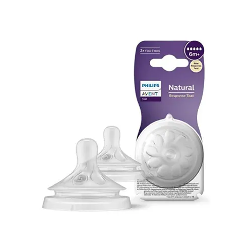 Philips Avent Natural Response Teats, 6m+, 4 Holes, 2 Pieces Philips Avent Natural Response Teats, 6m+, 4 Holes, 2 Pieces - Image 1