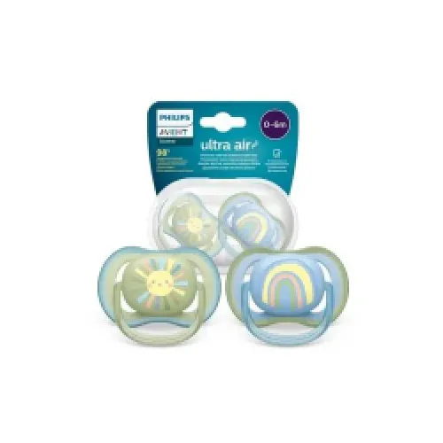 Philips Avent Ultra Air Pacifiers, 0-6m, Blue & Green, 2 Pieces Philips Avent Ultra Air Pacifiers, 0-6m, Blue & Green, 2 Pieces - الصورة 1