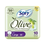 Sofy Olive Oil Moisturizer Cotton Pads, Slim, Large ,10 pcs