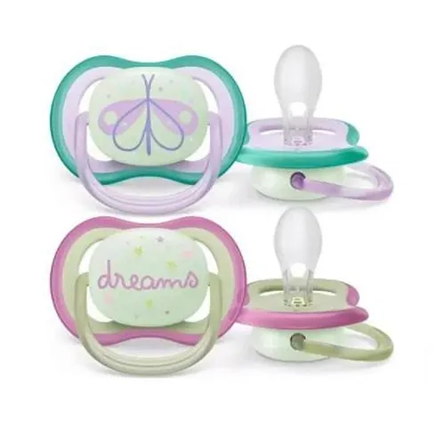 Ultra Air Night Pacifier in Pink 0-6m by Philips Avent, 2 Pieces Ultra Air Night Pacifier in Pink 0-6m by Philips Avent, 2 Pieces - Image 1
