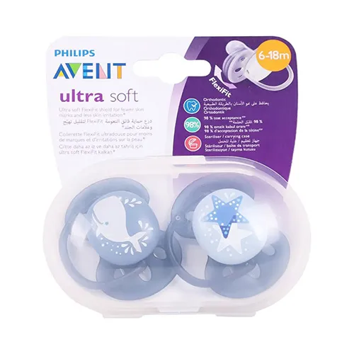 Ultra Soft Flexible Pacifier for Babies 6-18m by Philips Avent, 2 Pieces Ultra Soft Flexible Pacifier for Babies 6-18m by Philips Avent, 2 Pieces - Image 1