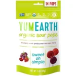 Yum Earth Organic Sour Fruit Lollipops, 14 pieces