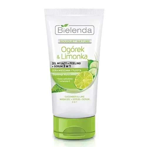 Bielenda Cucumber and Lime 3in1 Wash Gel , Scrub and Serum, 150g Bielenda Cucumber and Lime 3in1 Wash Gel , Scrub and Serum, 150g - Image 1